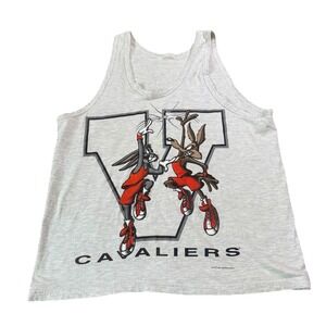 Vintage 90s Looney Tunes UVA Cavaliers Basketball Tank Top Warner Bros L Y2K
